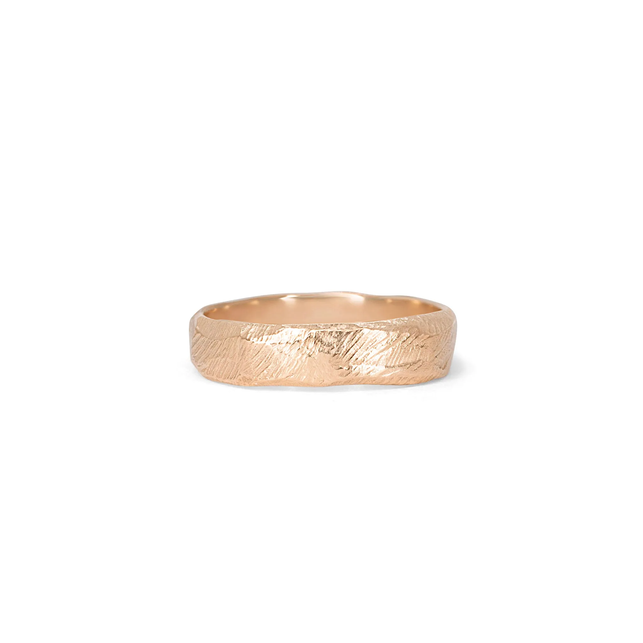 18K Carved Wedding Band 5mm