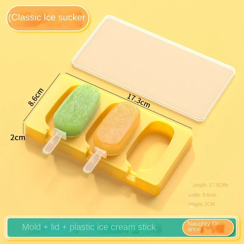 2 Color with Lid Ice Cream Silicone Mold Classic DIY Making Ice-Cream Mould