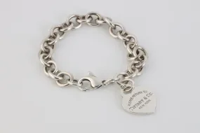 7.5" Tiffany & Co. 925 Silver Bracelet w/ Heart Tag (33.38g.)