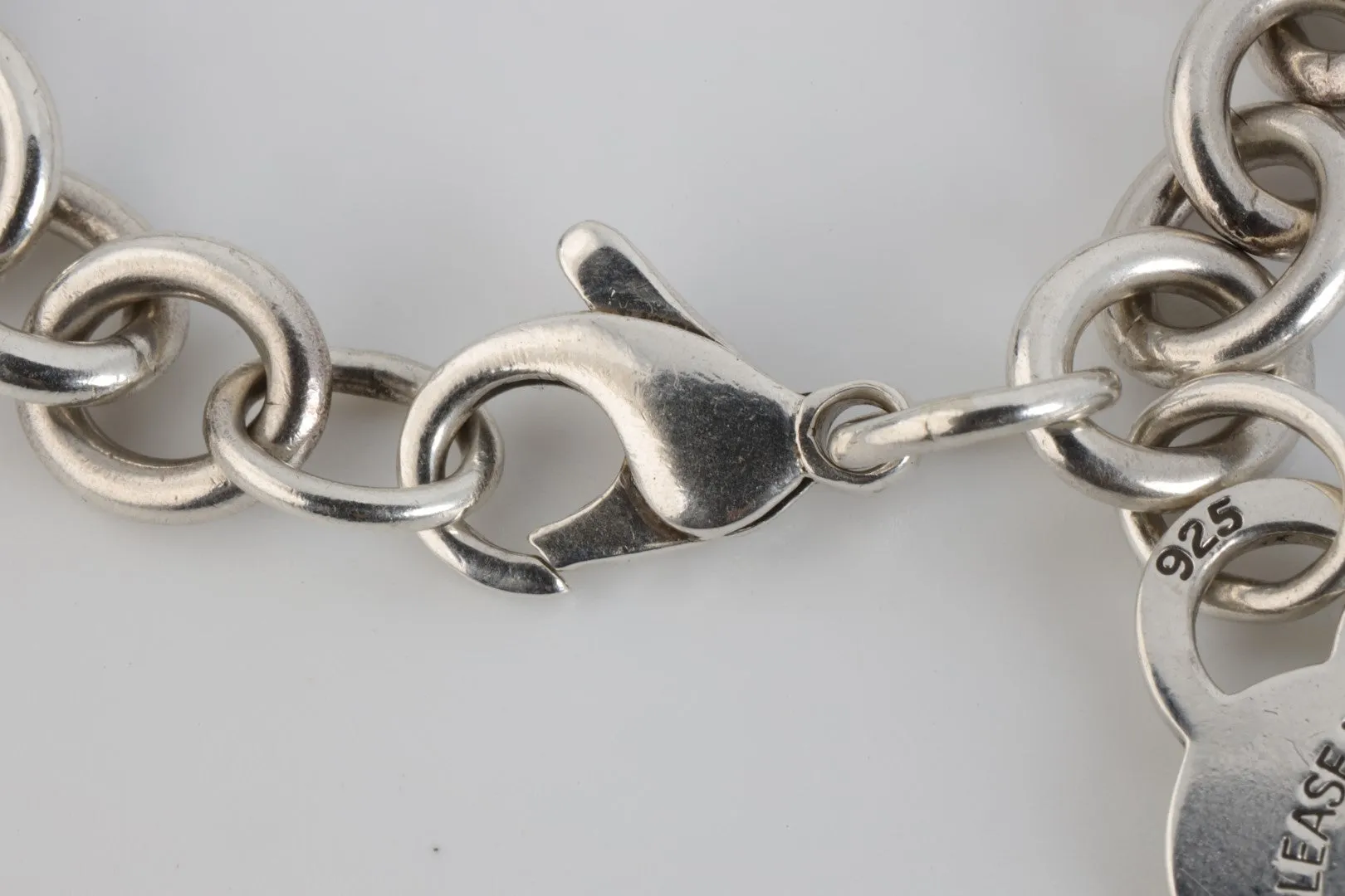 7.5" Tiffany & Co. 925 Silver Bracelet w/ Heart Tag (33.38g.)