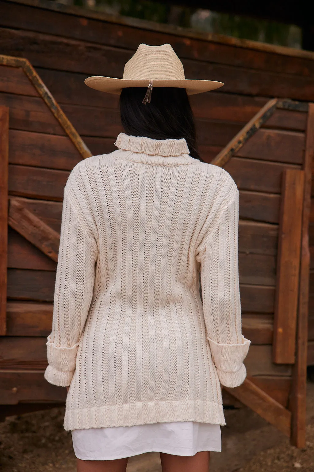 Allison White Long Sleeve Knit Mini Dress