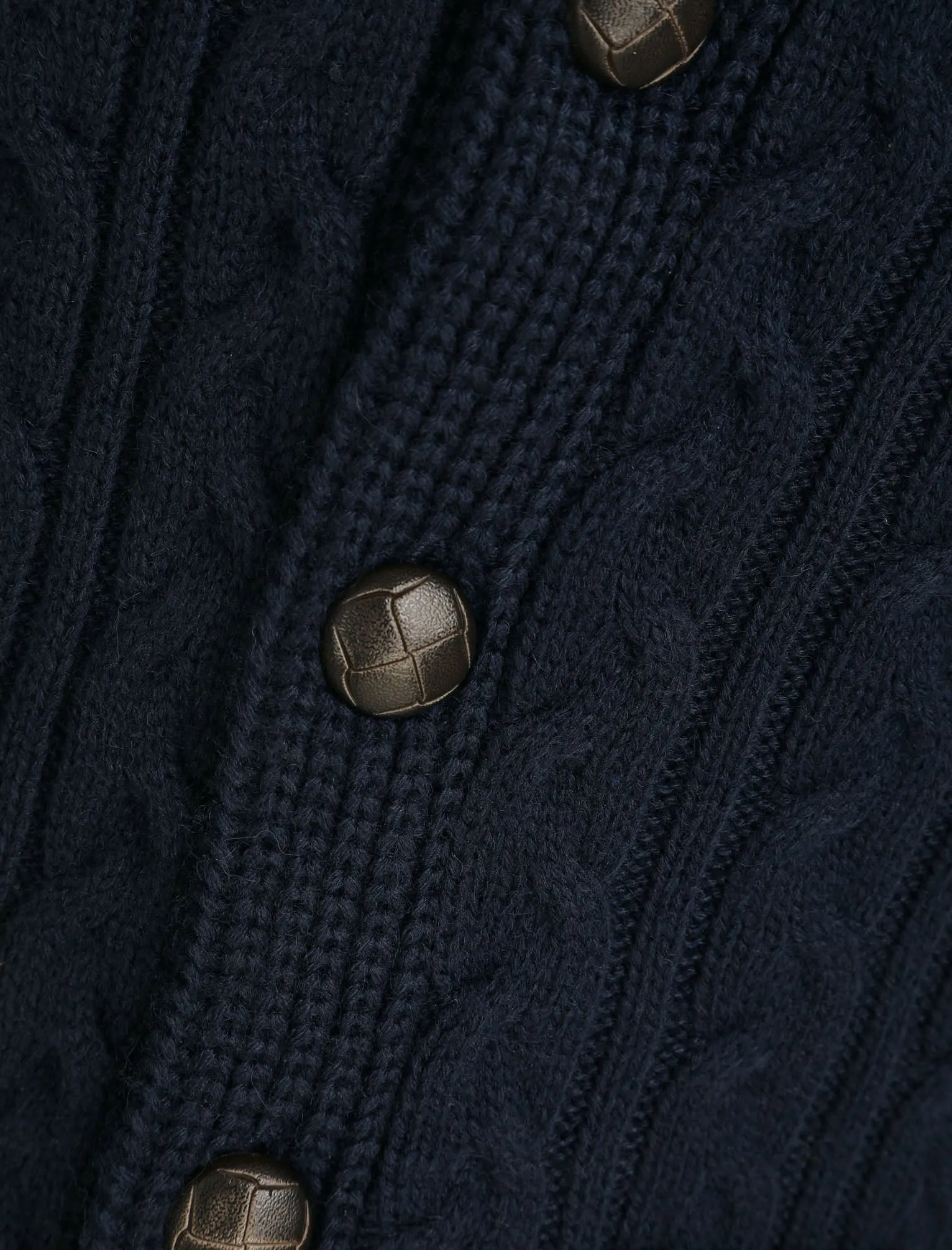 Andromeda Cable Knitted Wool Blend Cardigan with Shawl Collar In Sky Captain Navy - Tokyo Laundry