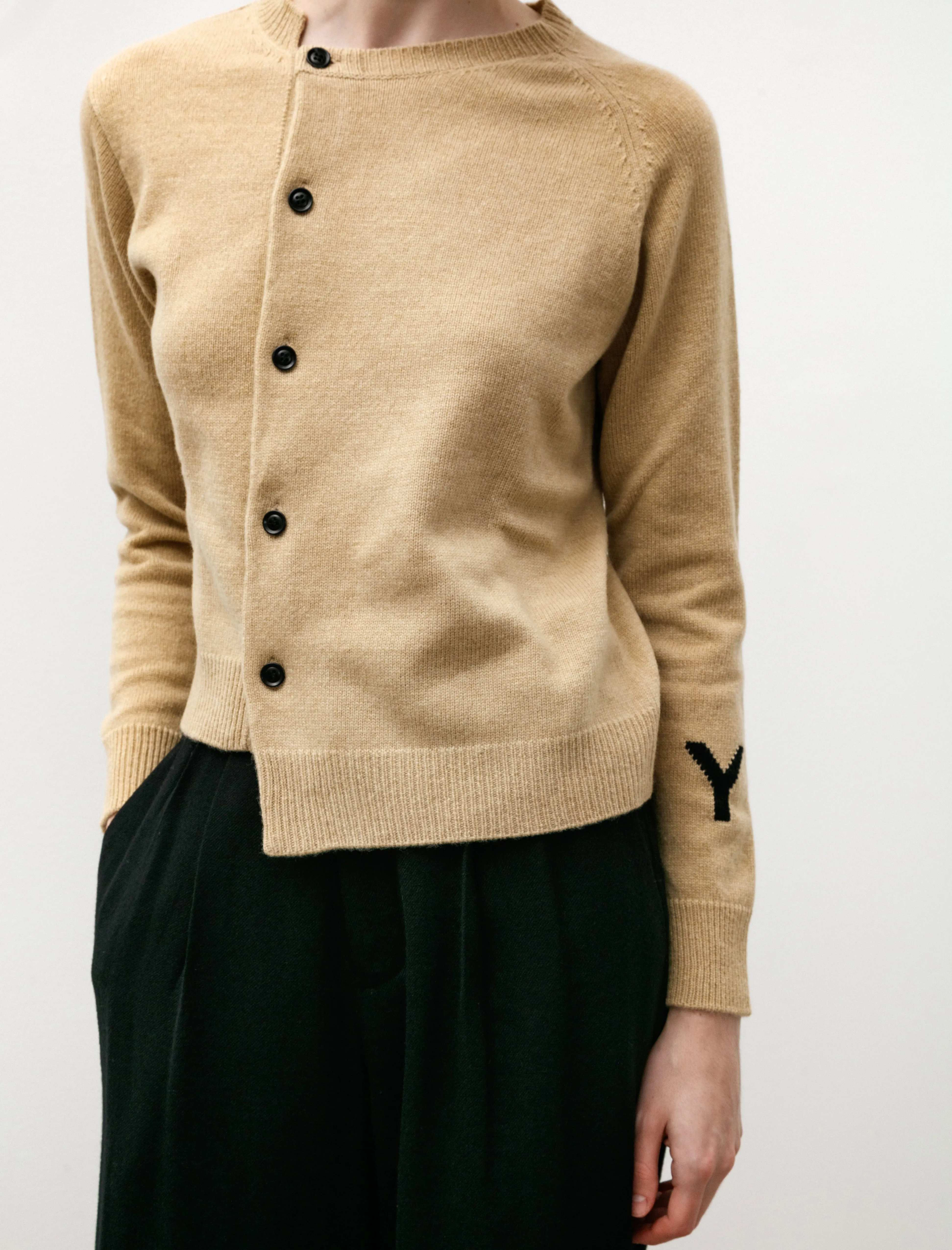 Asymmetry Y's Cardigan Beige