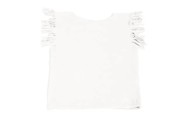 Baby & Kids Cotton Fringe Sleeve Girls Shirt | Ivory