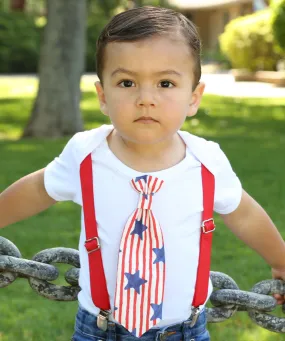 Baby Boy 4th of July Outfit Shirt Star and Stripe Tie Set Patriotic