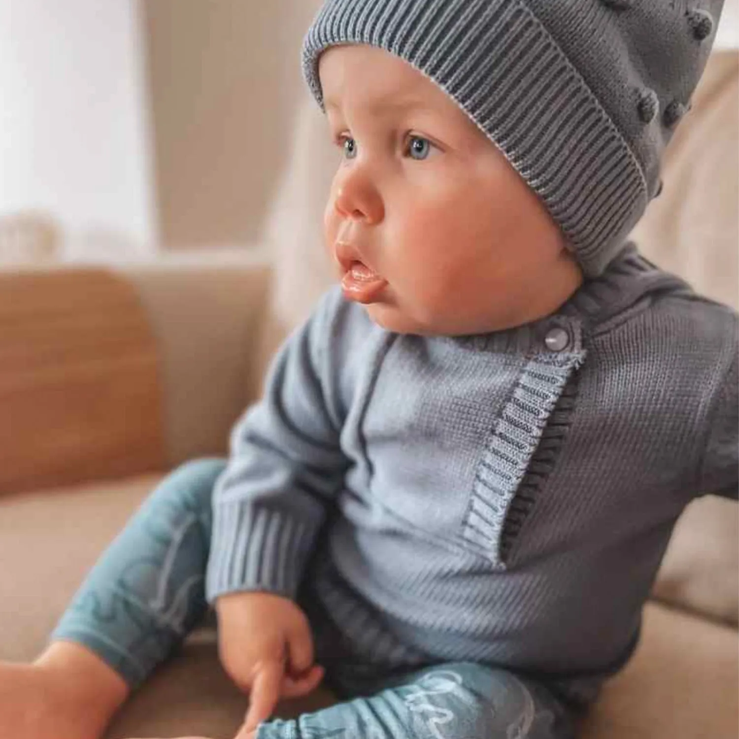 Baby Sutton Knit Jumper - Steel