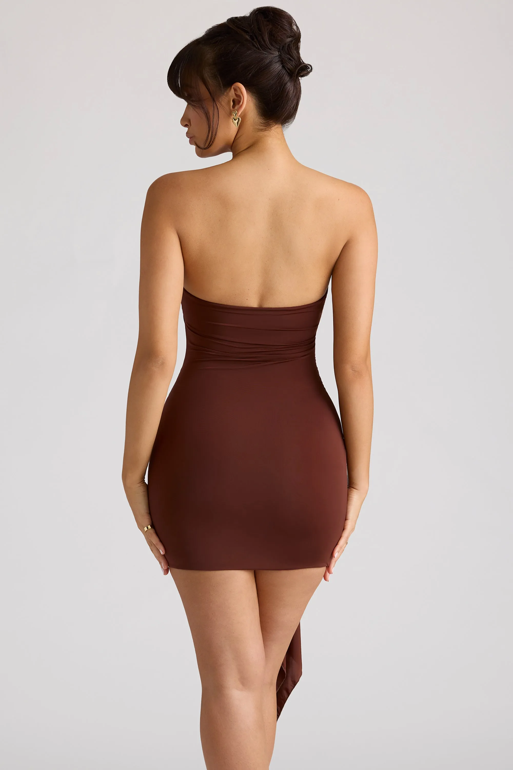 Bandeau Mini Dress in Chocolate Brown