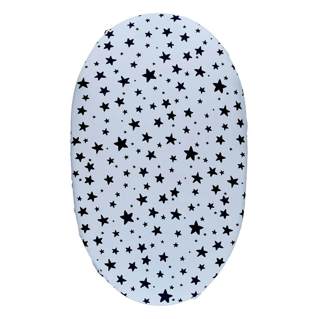 Bassinet Sheet Black Stars/Light Blue