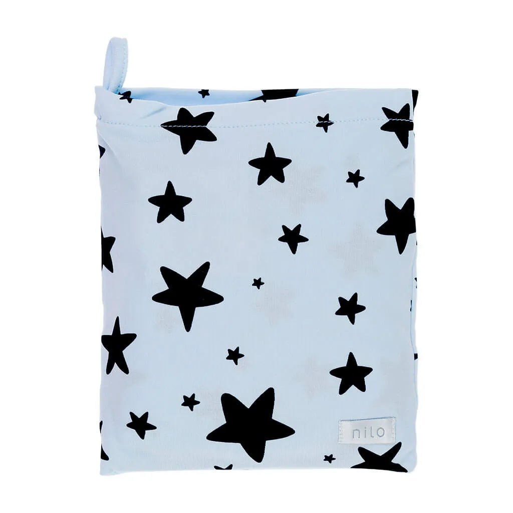 Bassinet Sheet Black Stars/Light Blue