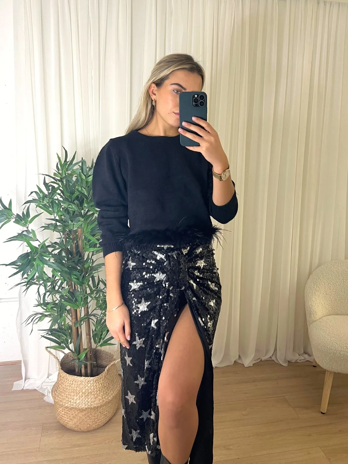 Beau Wrap Midi Skirt / Sequin Star