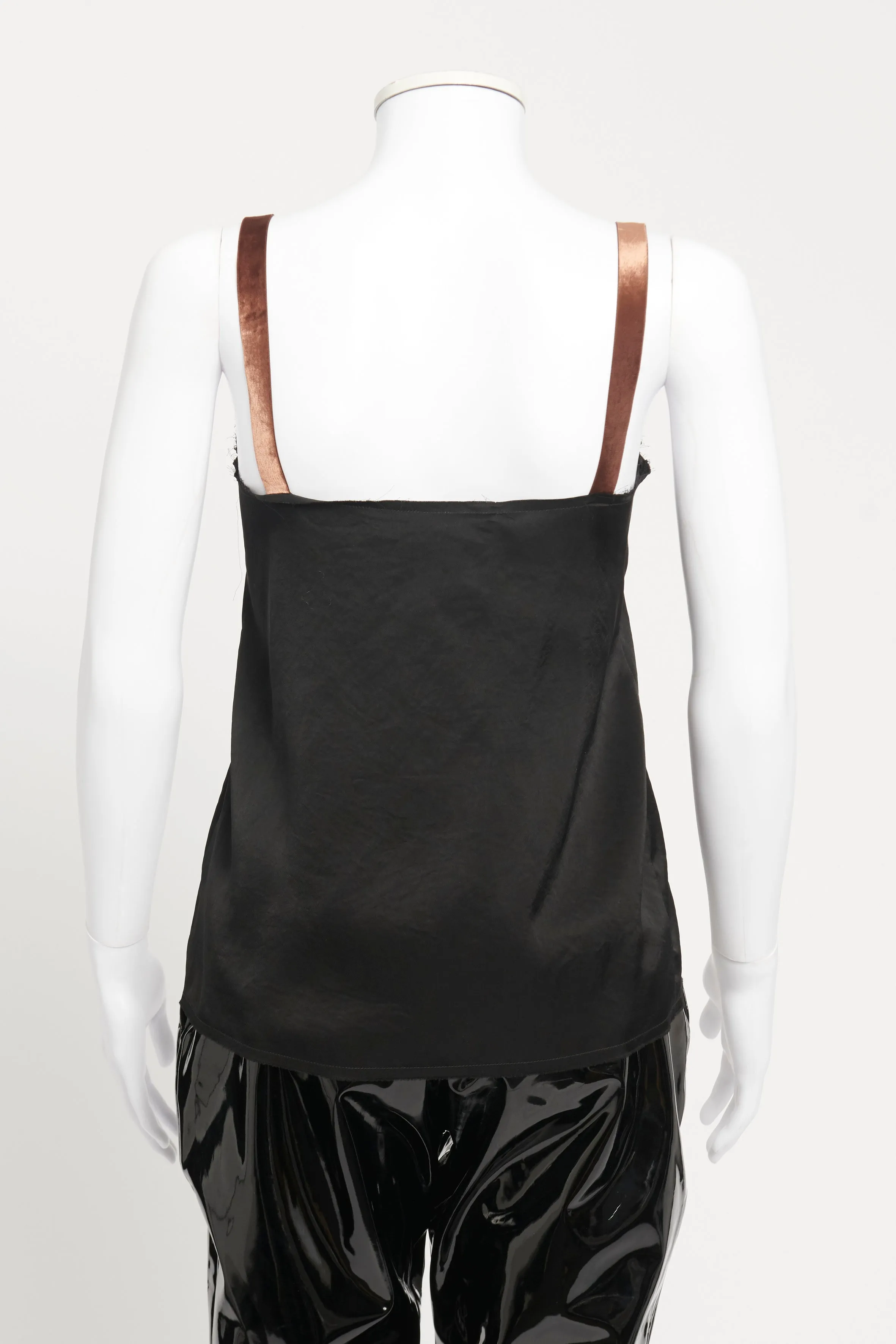 Black Acetate Blend Embellished Cami Top