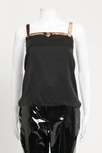 Black Acetate Blend Embellished Cami Top