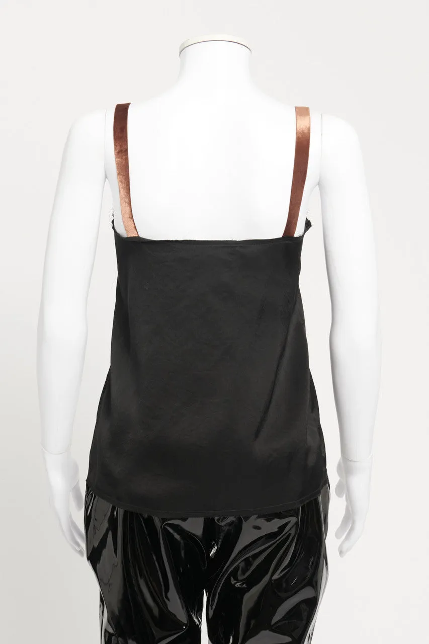 Black Acetate Blend Embellished Cami Top