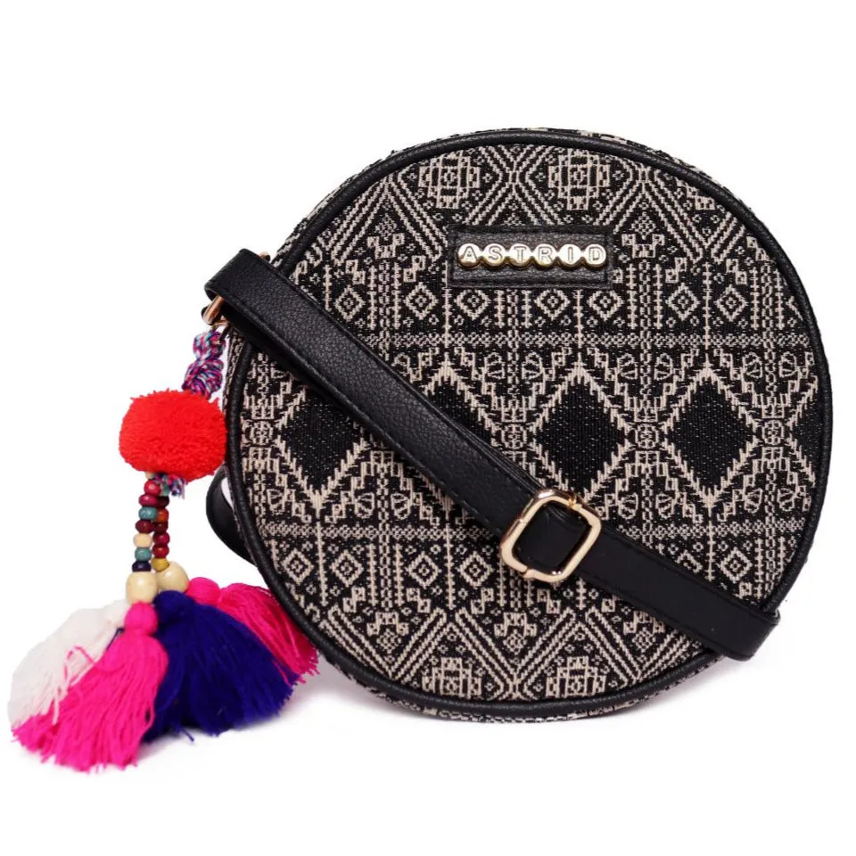 Black Colour Round Sling Bag