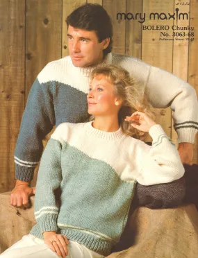 Bolero Chunky Adult Pullovers Pattern - Turtleneck Or Crewneck