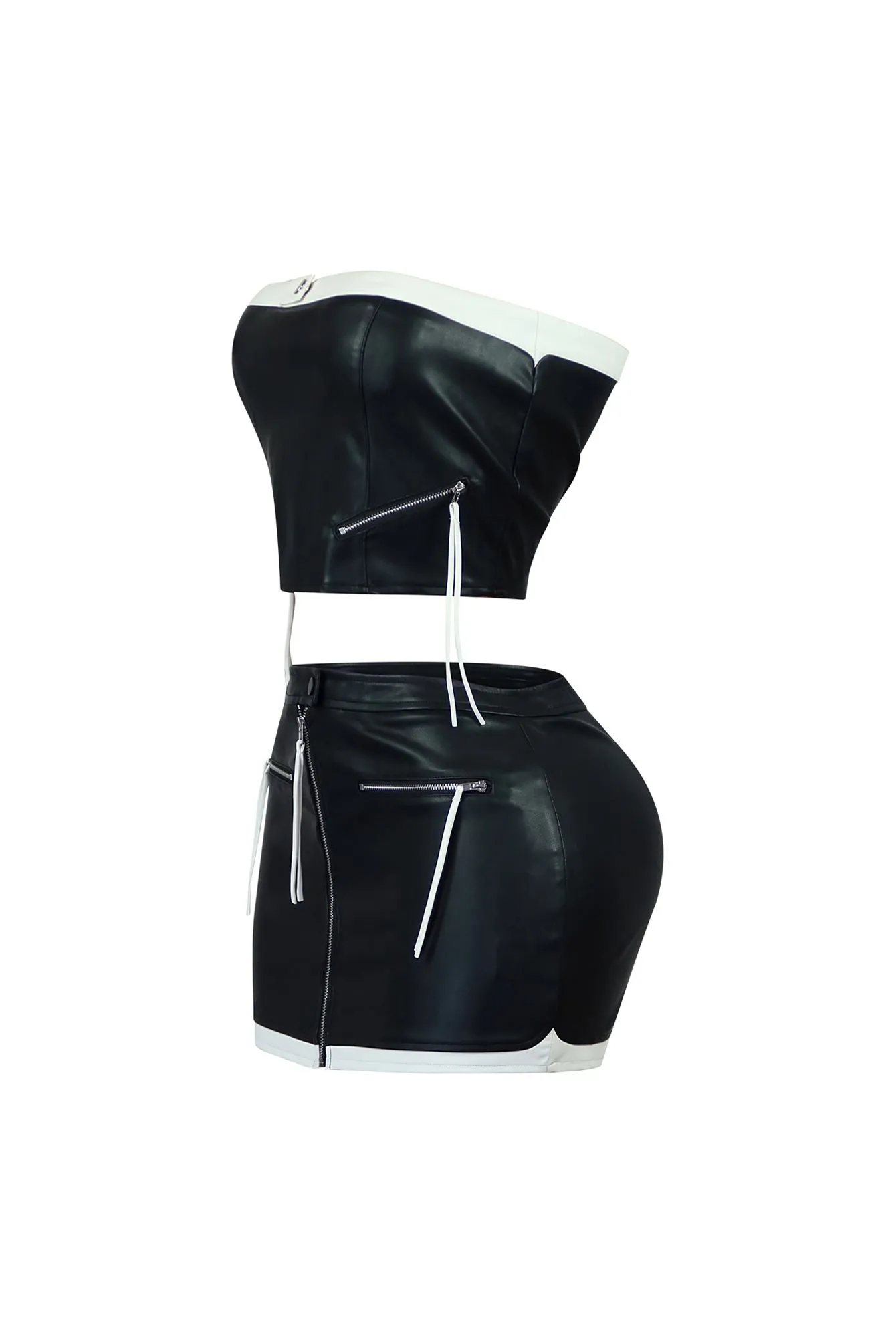 Brady Faux Leather Tube Top & Skirt SET