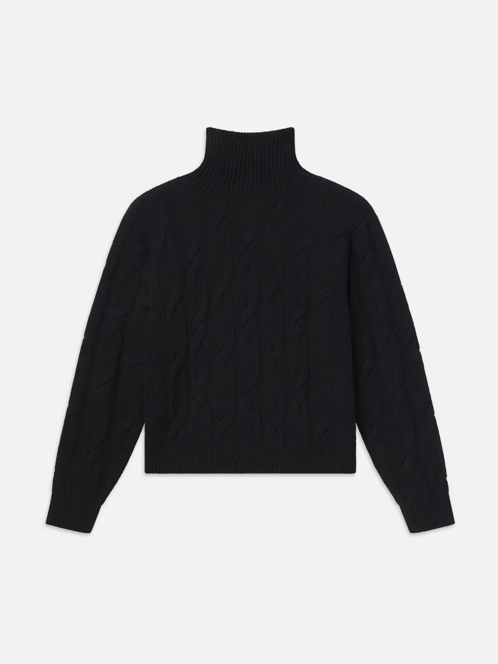 Cable Knit Turtleneck -- Black