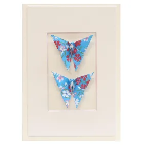 Card Twin Butterfly Little Flowers Blue