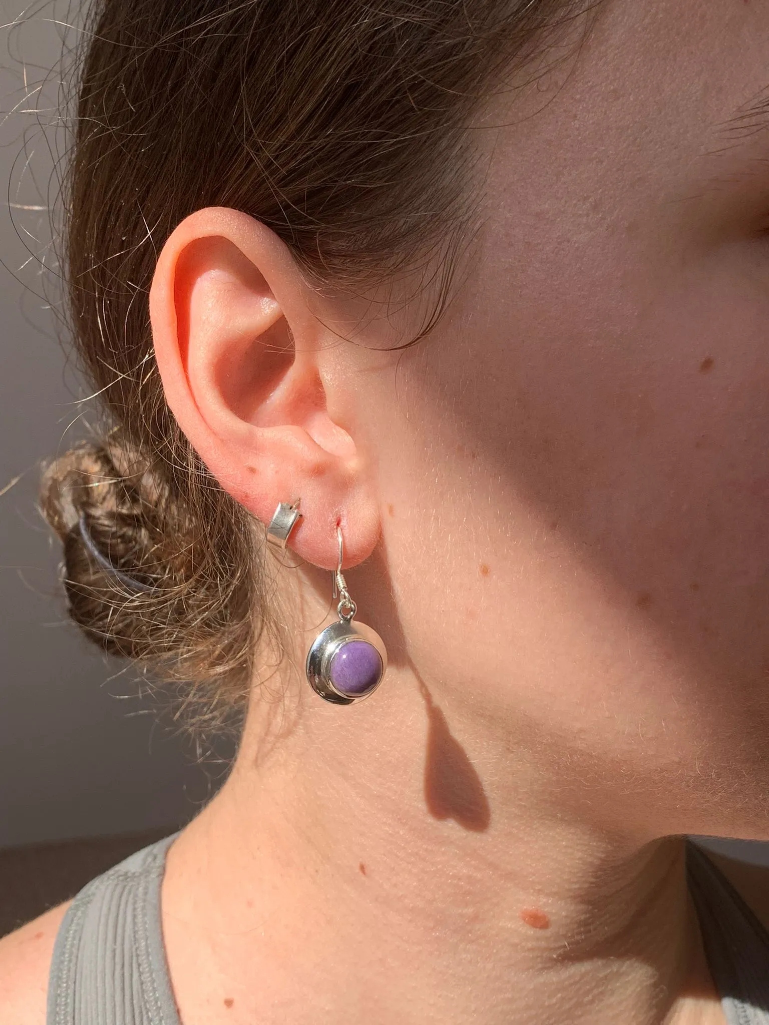 Charoite Medea Earrings - Round