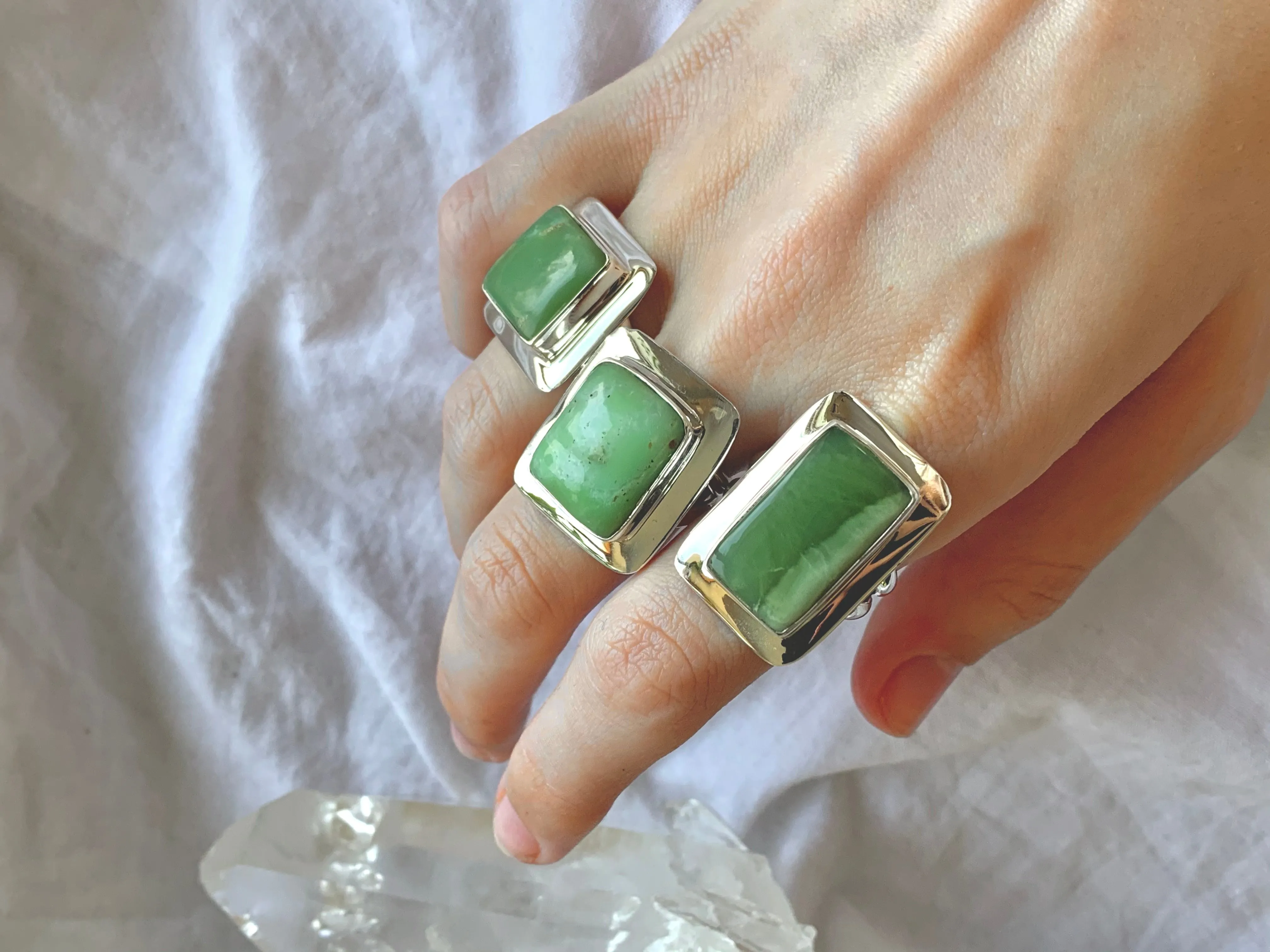 Chrysoprase Medea Ring - Square (US 7.5)