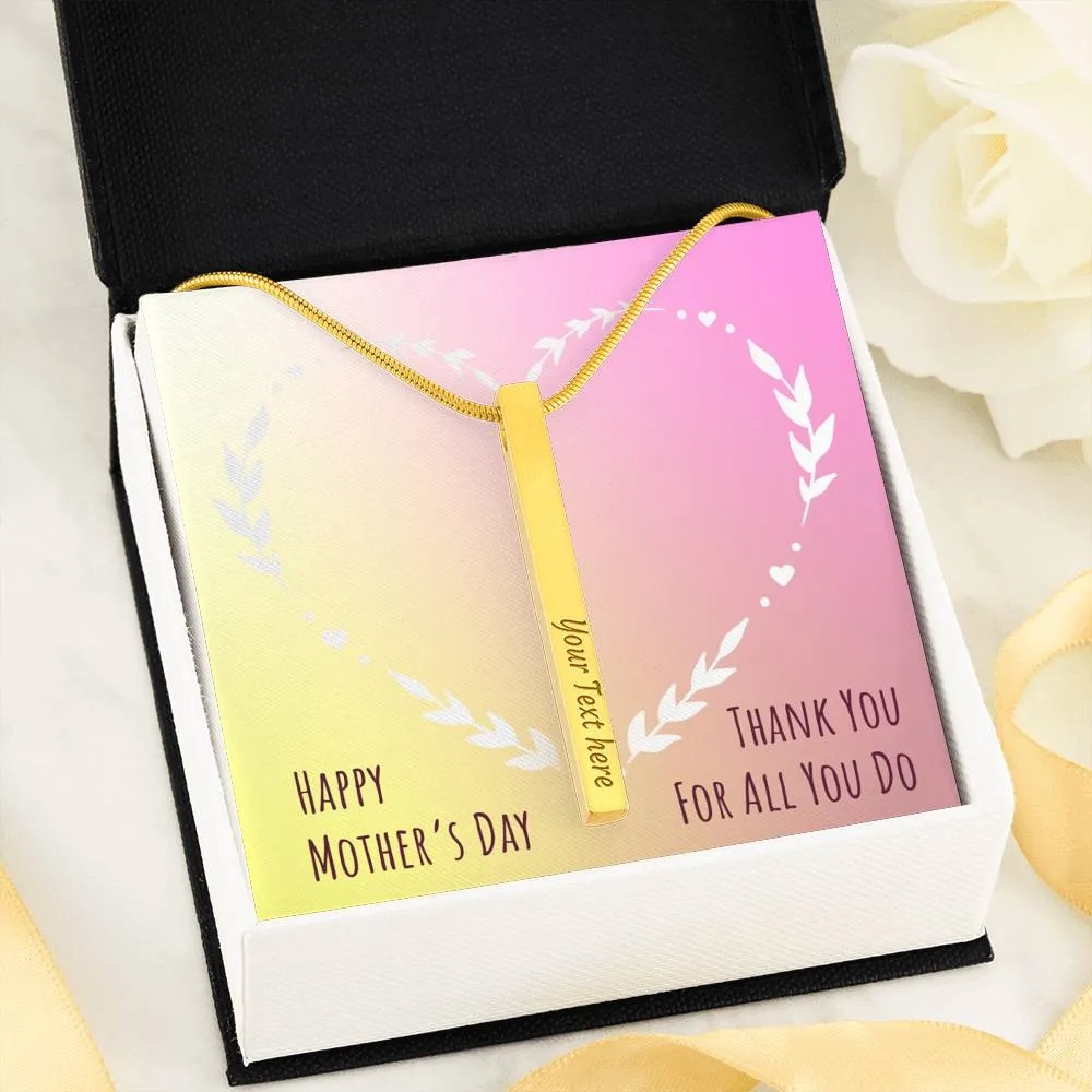 Double Sided Vertical Bar Necklace - Gifts For Mom Mothers Day Gifts