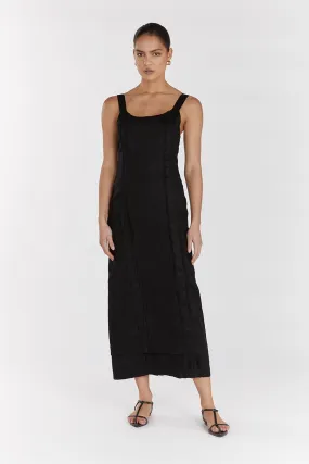 DULCE BLACK LINEN MIDI DRESS