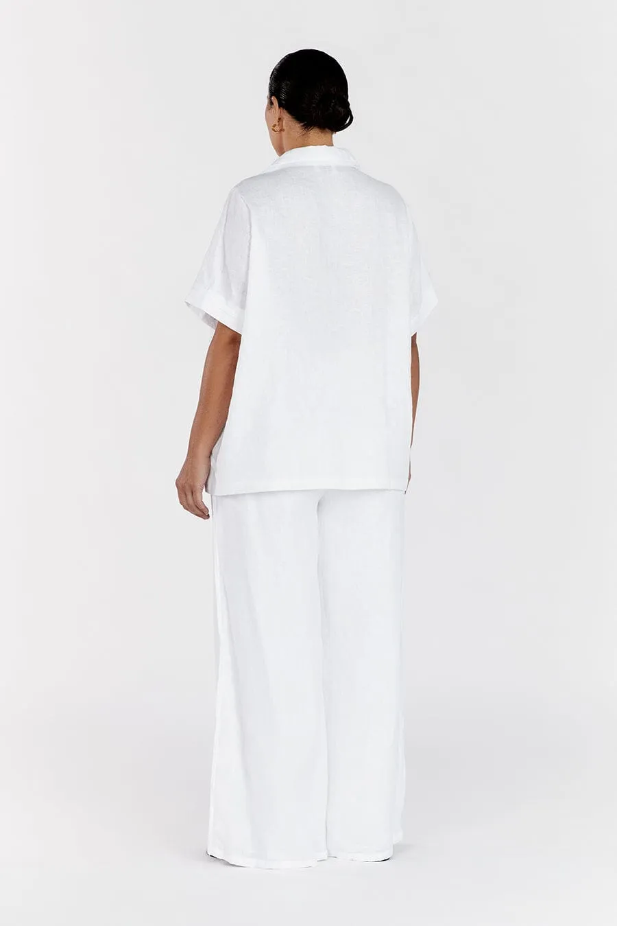 DULCE WHITE LINEN WIDE LEG PANT