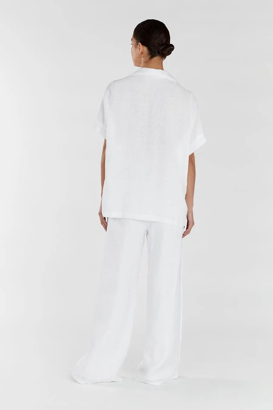 DULCE WHITE LINEN WIDE LEG PANT