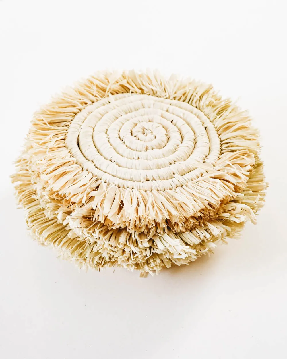 Edlyn Fringed Raffia Coasters - Natural