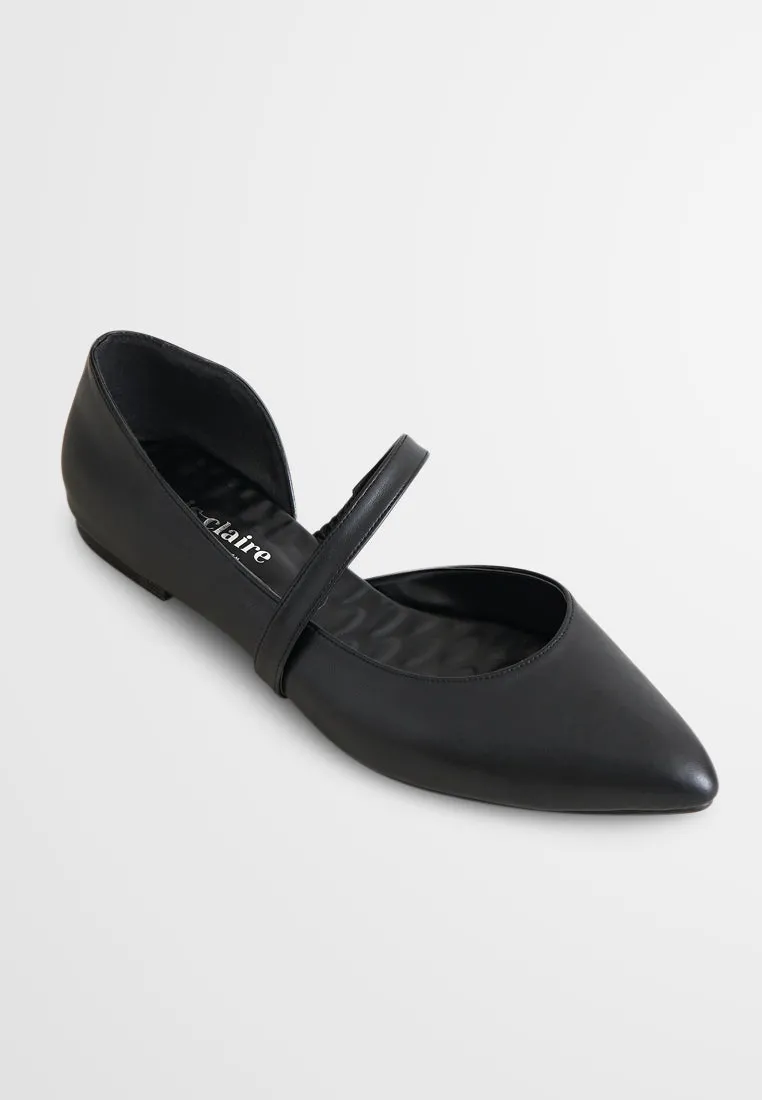 Elsie Elegant Pointy Flats - Black