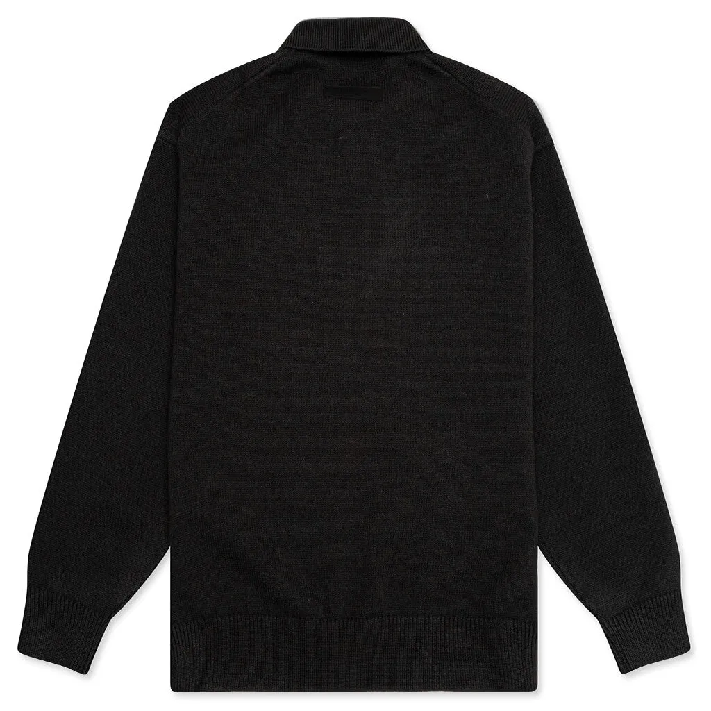 Essentials Knit L/S Polo - Iron