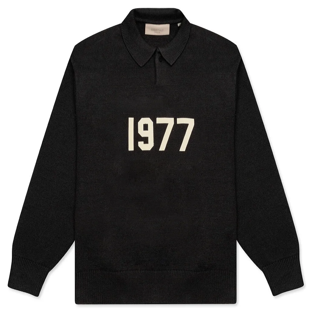 Essentials Knit L/S Polo - Iron