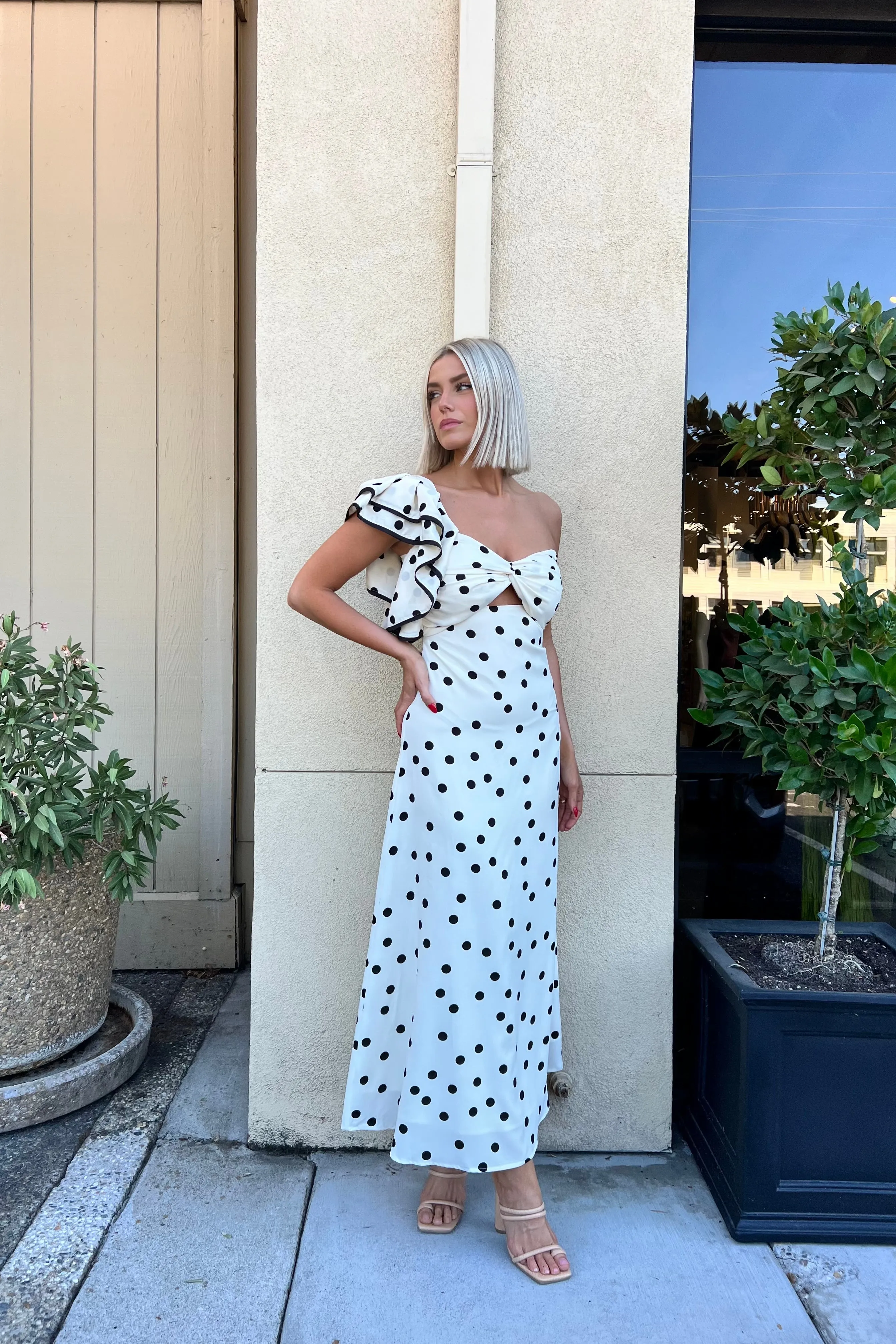 FARRAH CREAM POLKA DOT DRESS