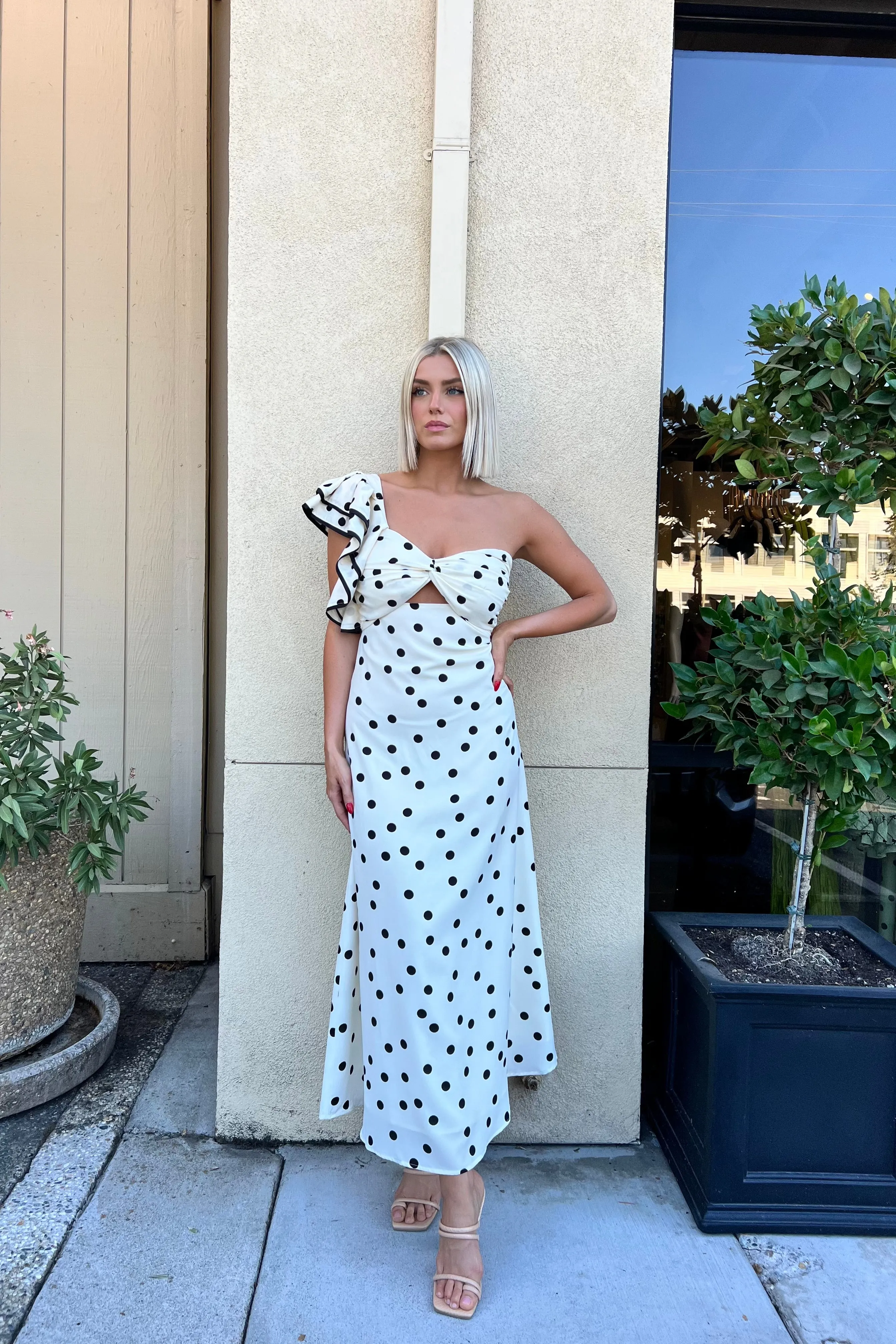 FARRAH CREAM POLKA DOT DRESS