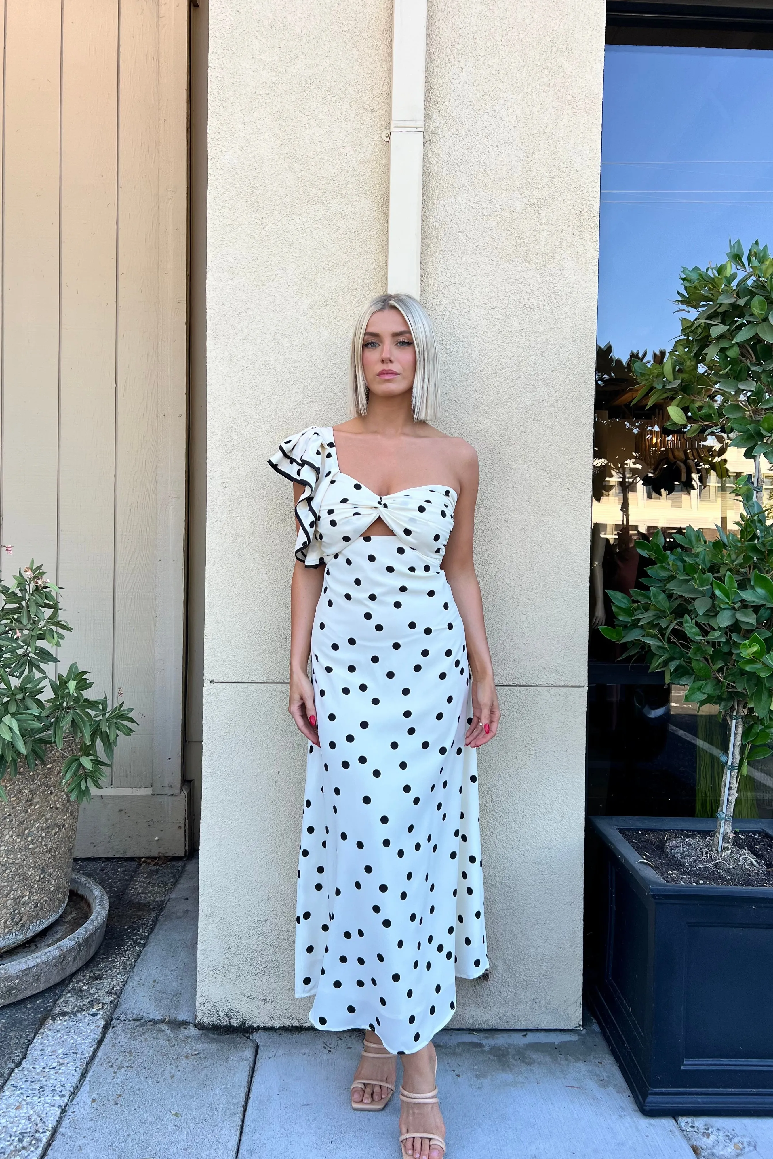 FARRAH CREAM POLKA DOT DRESS