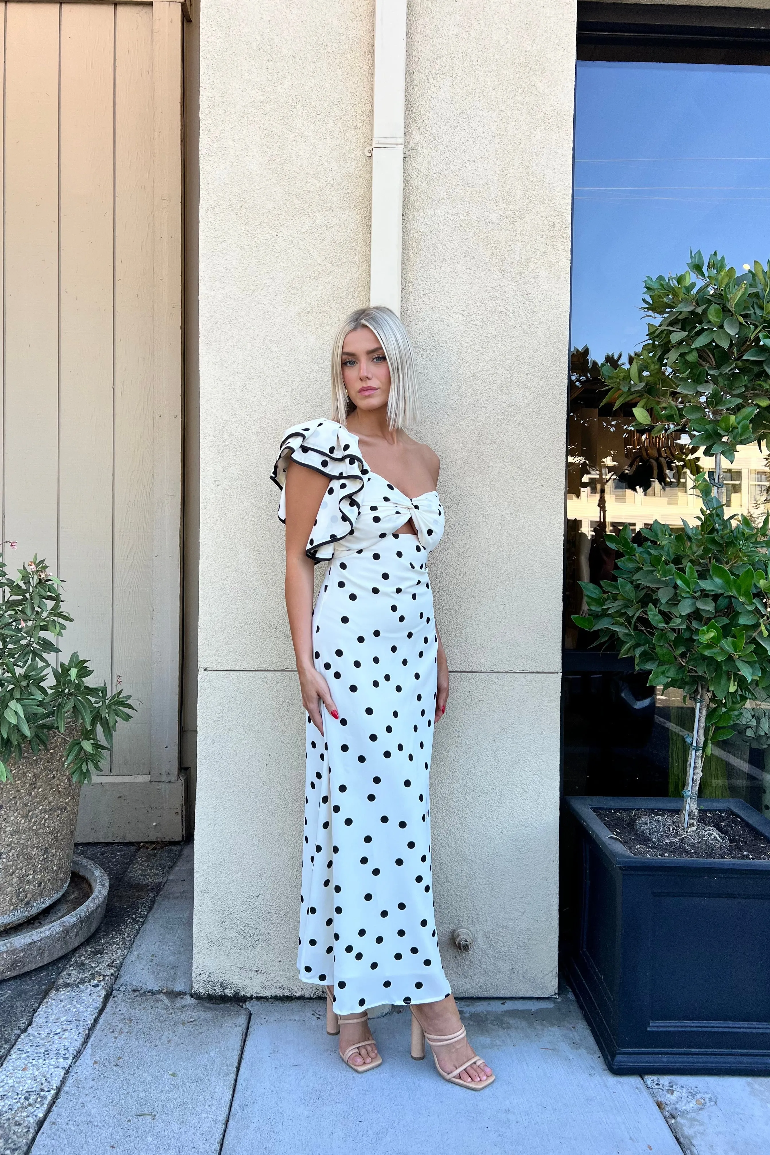 FARRAH CREAM POLKA DOT DRESS