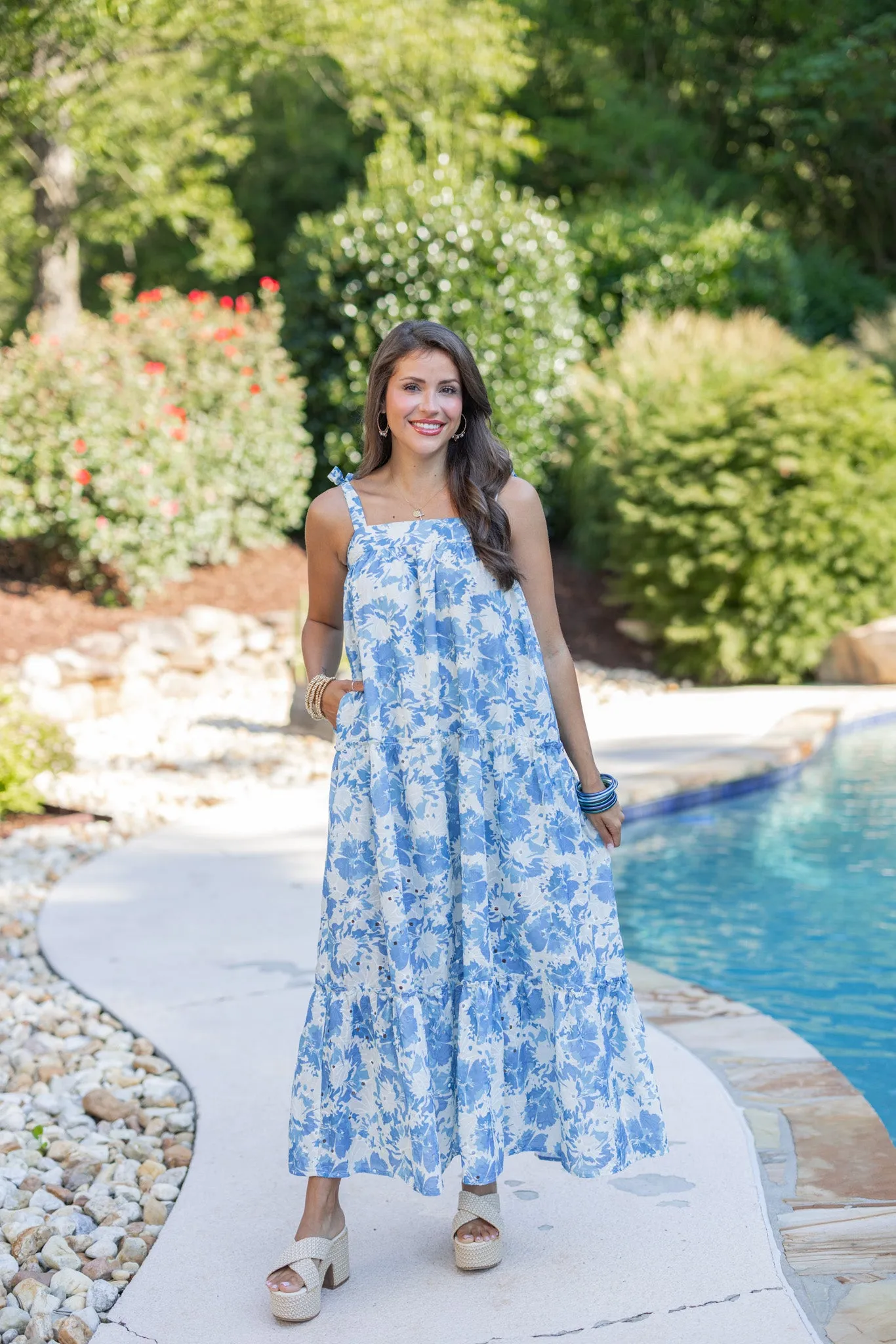 Floral Glam Blue Maxi Dress