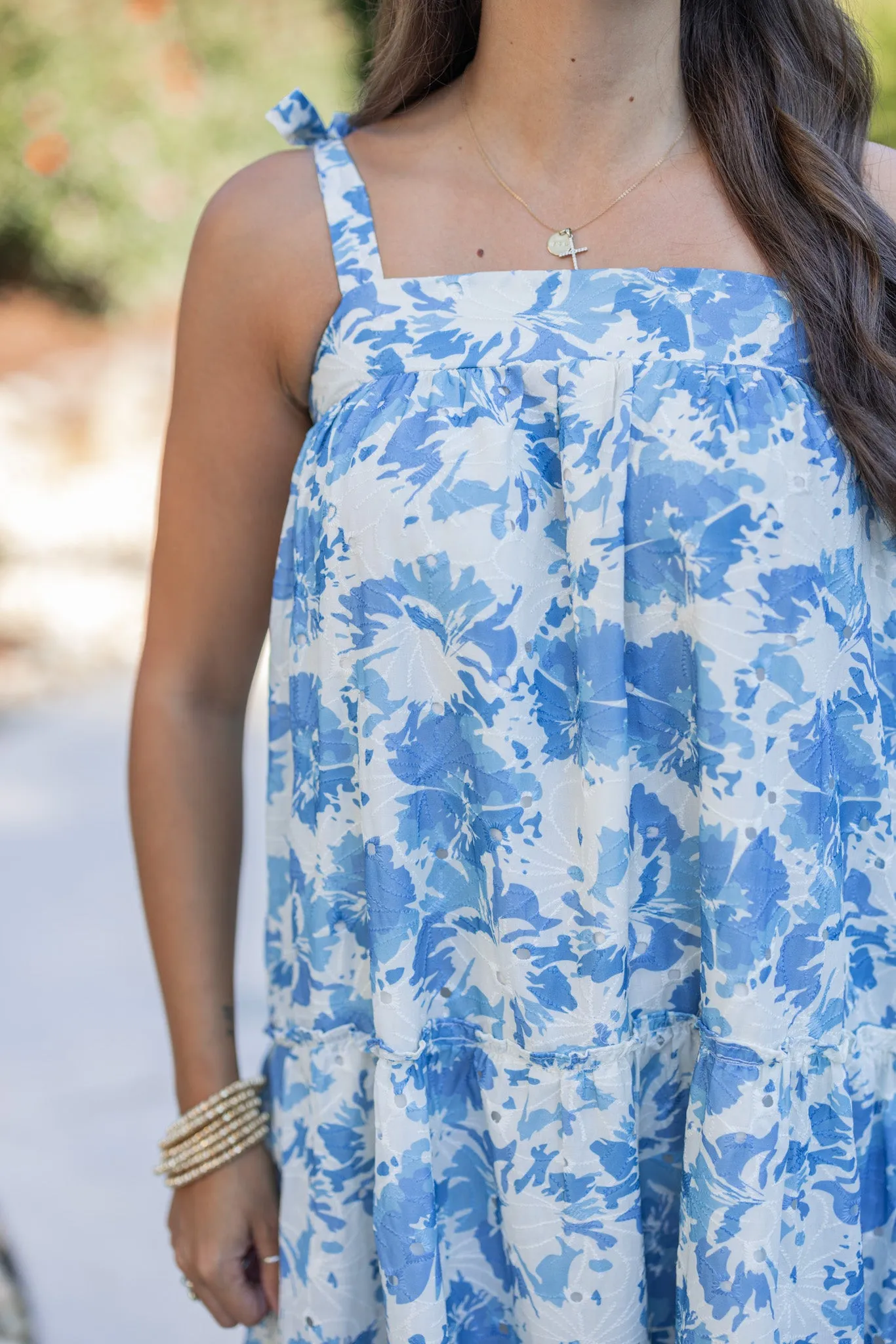 Floral Glam Blue Maxi Dress