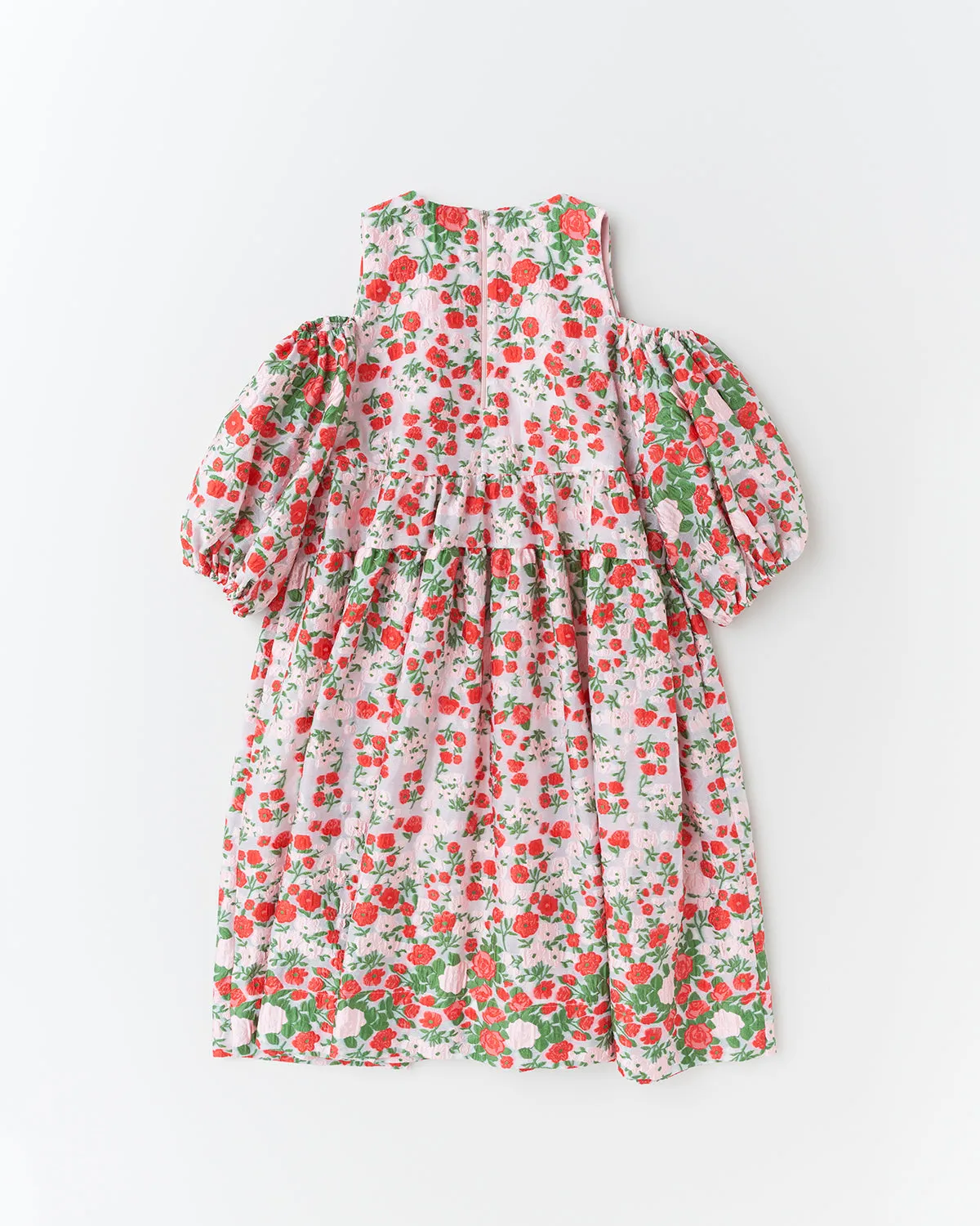 flower jacquard off shoulder dress