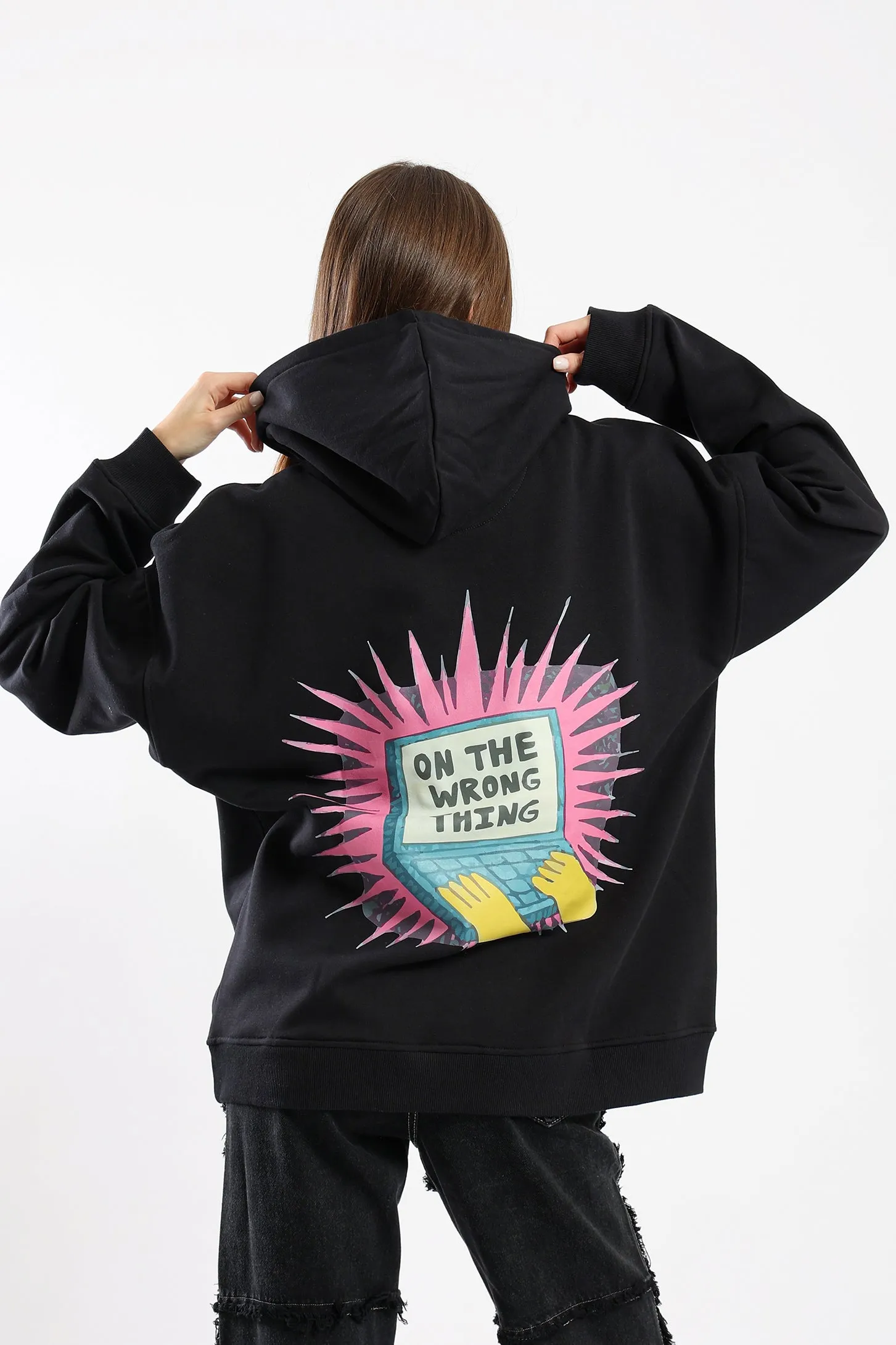 FOCUS ON THE WRONG THING HOODIE - BLACK