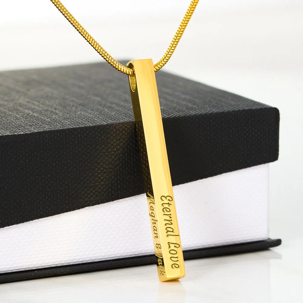 Gifts For Best Friends Custom 4 Sided Stick Bar Necklace