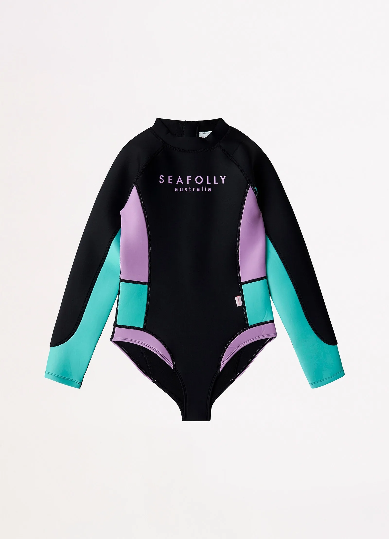 Girls Colour Block Wetsuit  - Black Splice