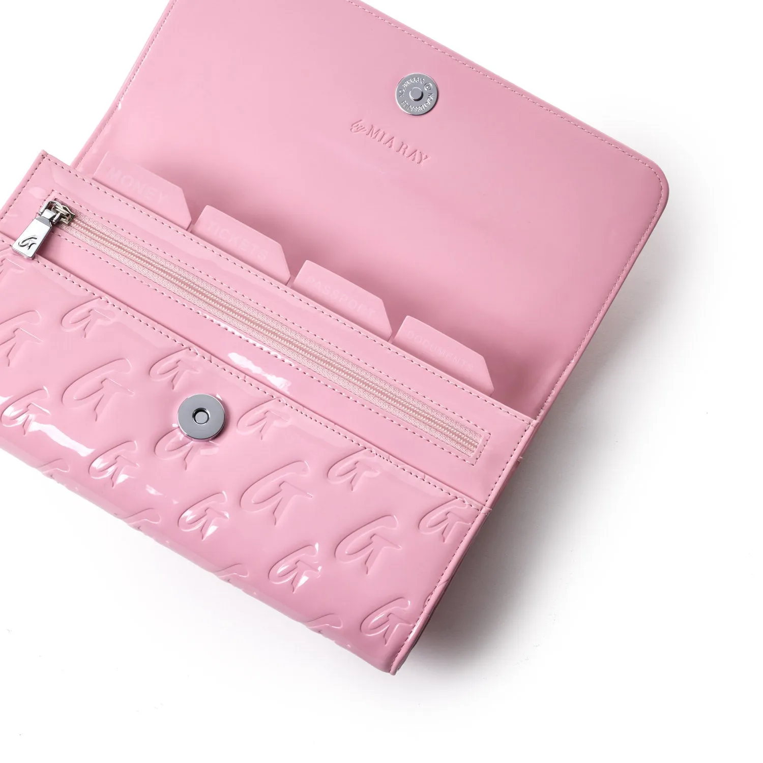 GLAM-AHOLIC MONOGRAM TRAVEL WALLET MIRROR LIGHT PINK