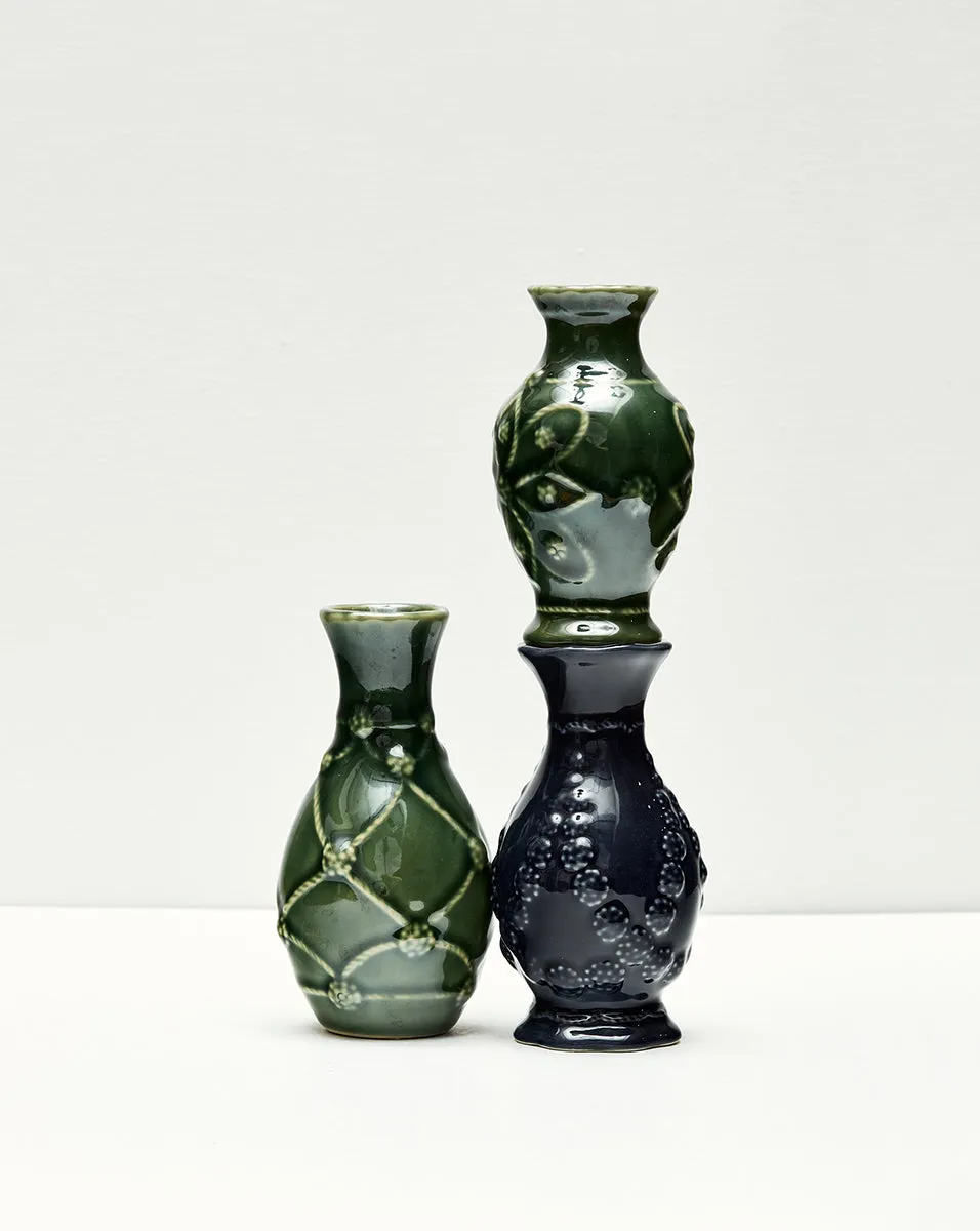 Jardins Du Monde Green Mini Vase Trio