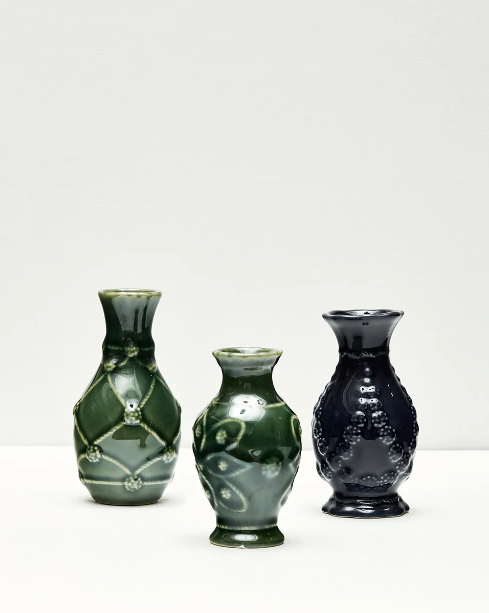 Jardins Du Monde Green Mini Vase Trio