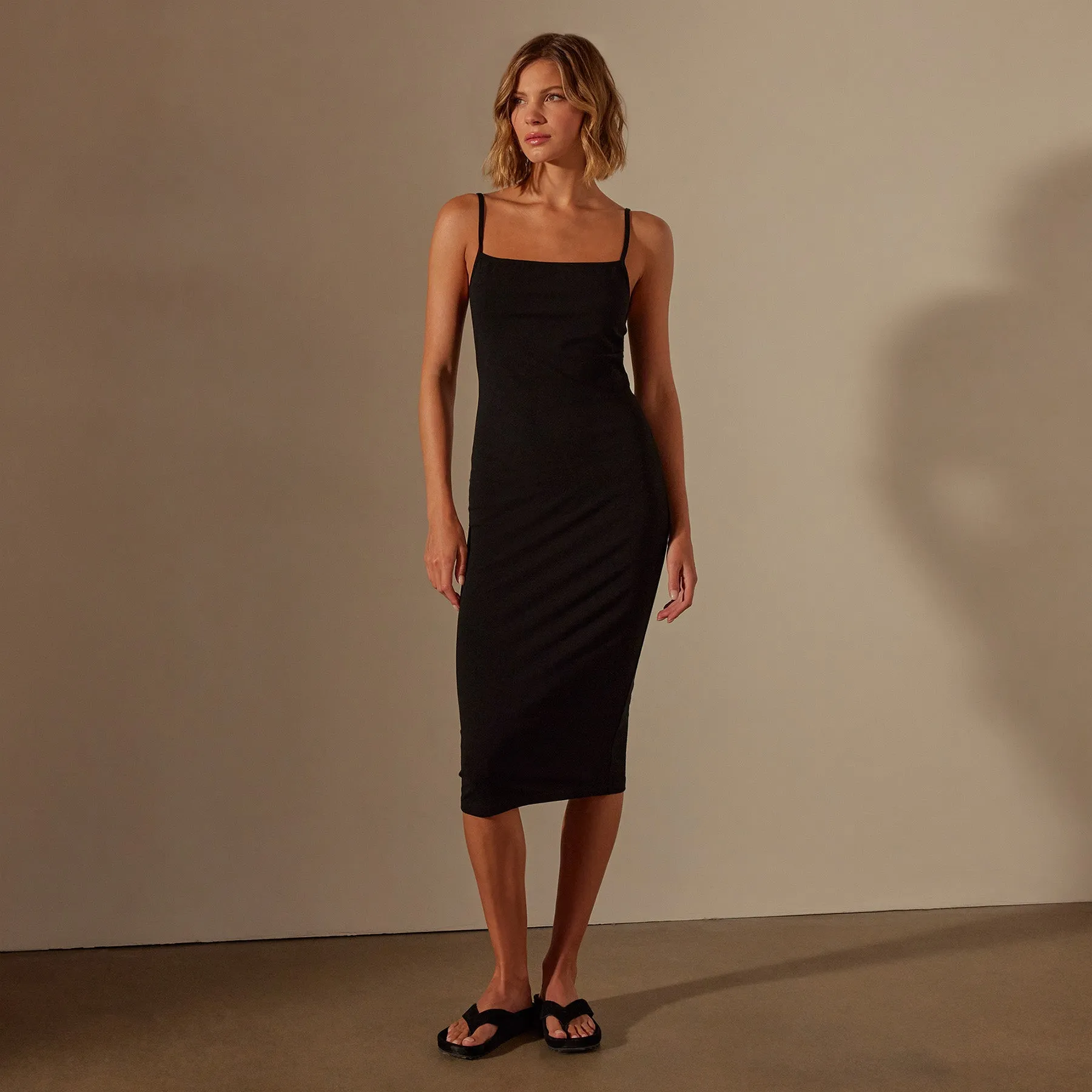 Lotus Rib Cami Dress - Black