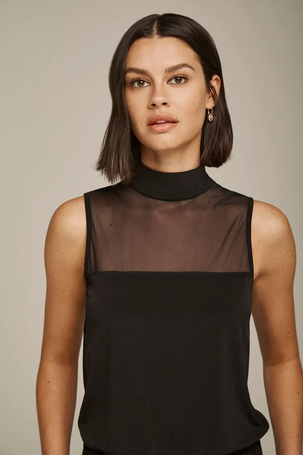 Mesh Turtleneck Jumpsuit