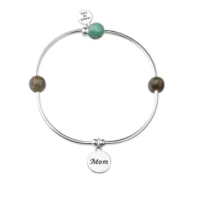 Mom | Soft Bangle Charm Bracelet | African Turquoise