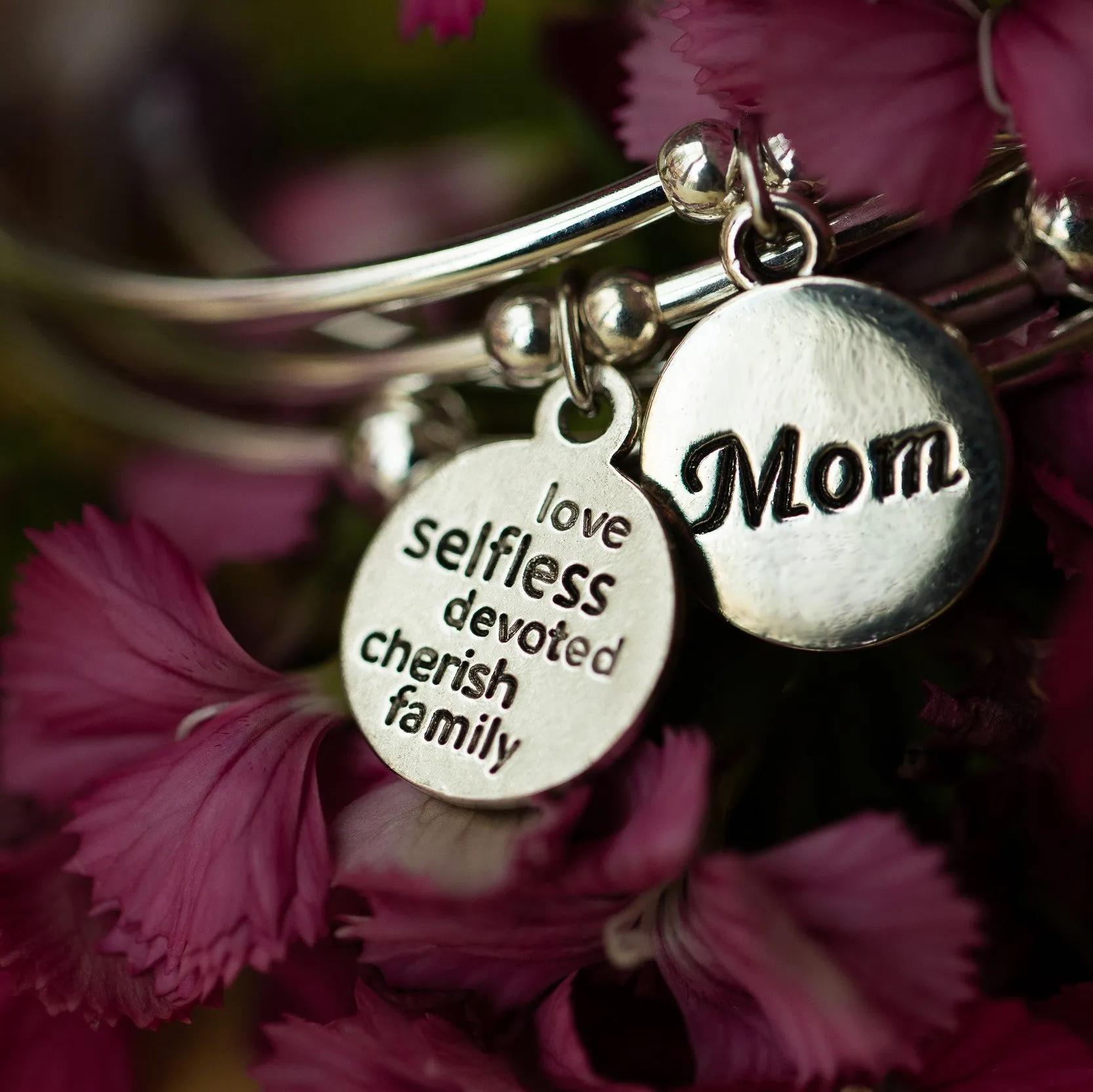 Mom | Soft Bangle Charm Bracelet | African Turquoise