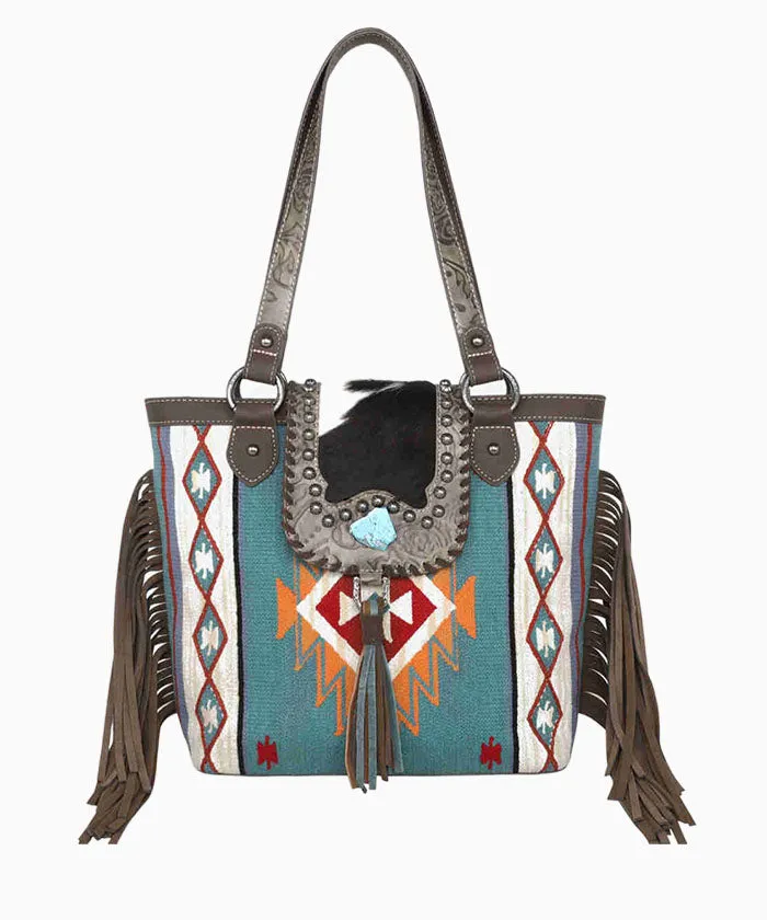 Montana West Hair-On Cowhide Aztec Tapestry Concealed Carry Tote